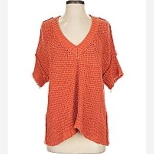Free People Beach Terracotta Knit V-Neck Sweater Top XS